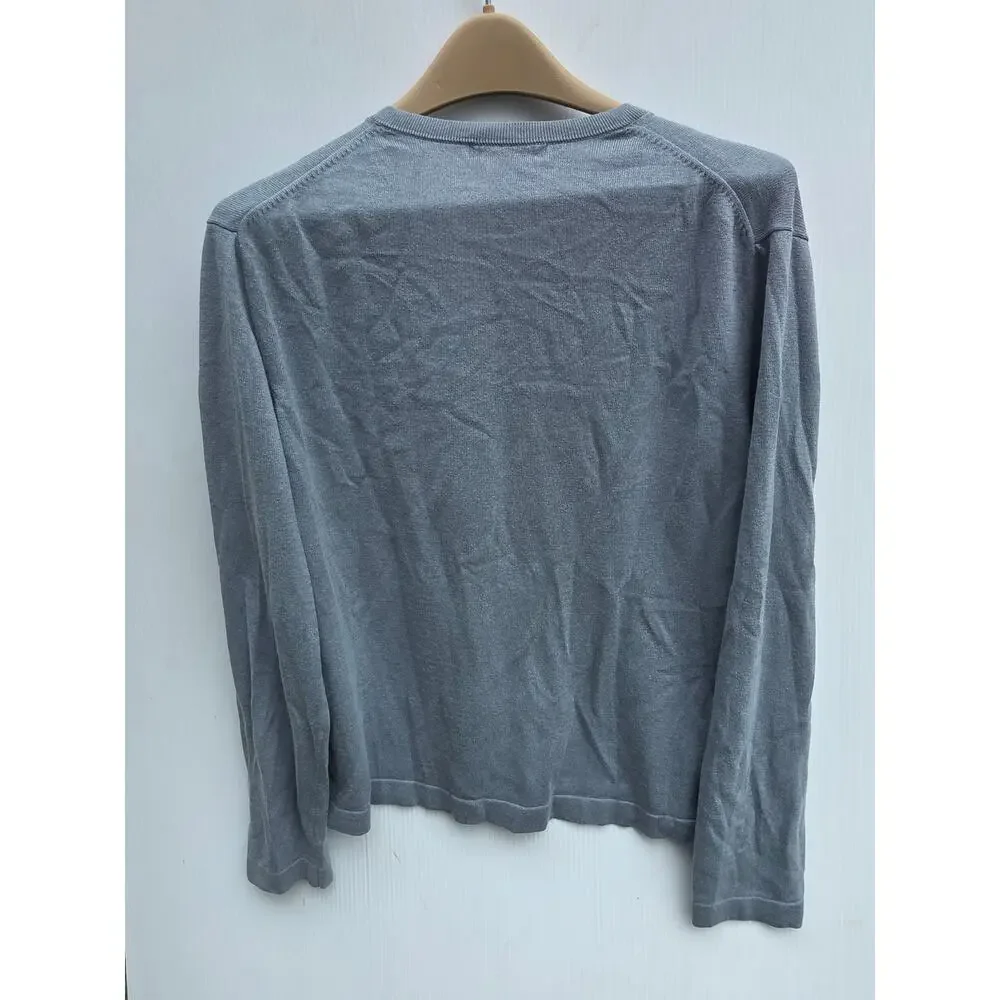 Banana Republic Blue Silk Cashmere V-Neck Classic Luxury Sweater Size Large